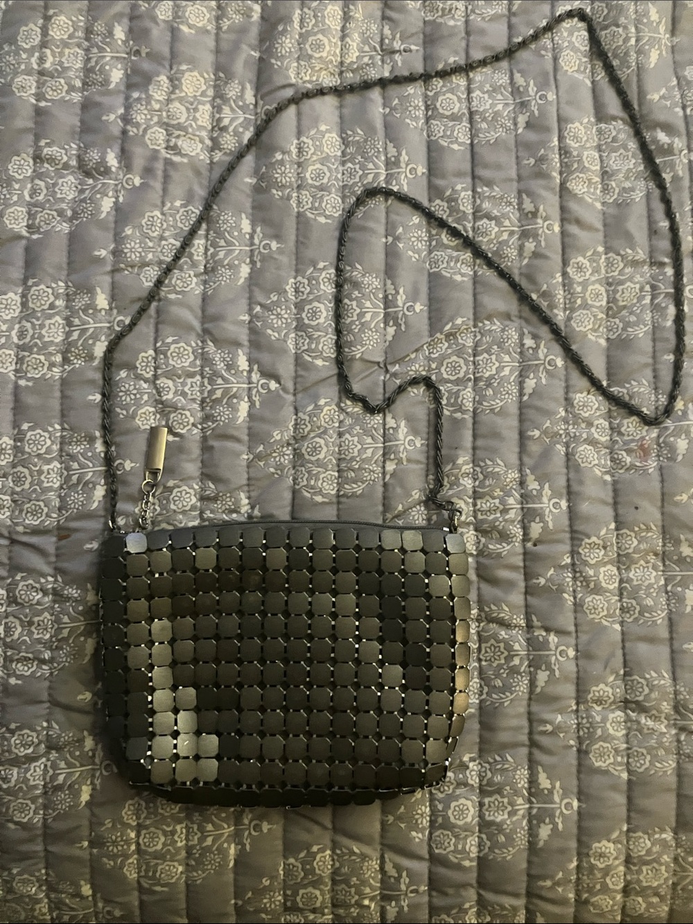 Y&S Handbags Metallic Black Sequin-Style Crossbody